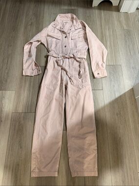 Soft Pink Utility Jumpsuit with Tie Waist